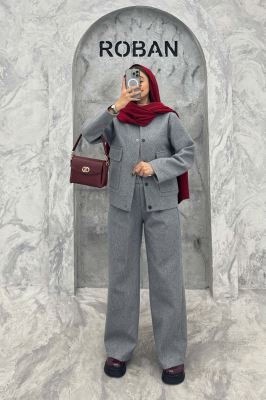 ست پالتو و شلوار فوتر جلو دکمه JESI