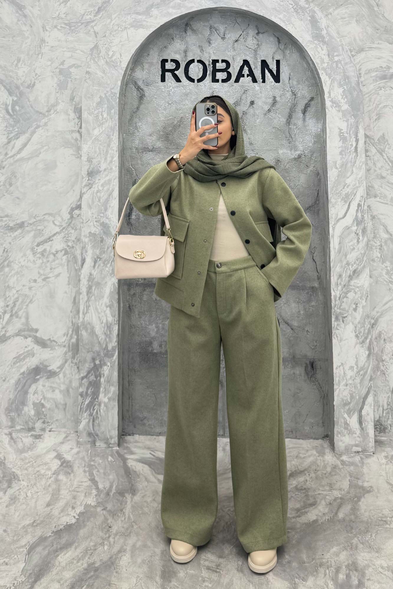 ست پالتو و شلوار فوتر جلو دکمه JESI