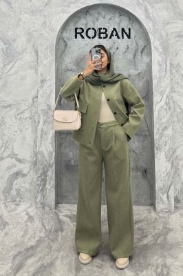 ست پالتو و شلوار فوتر جلو دکمه JESI