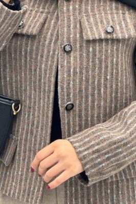 کت چهار جیب نما توییت پشمی آستردار