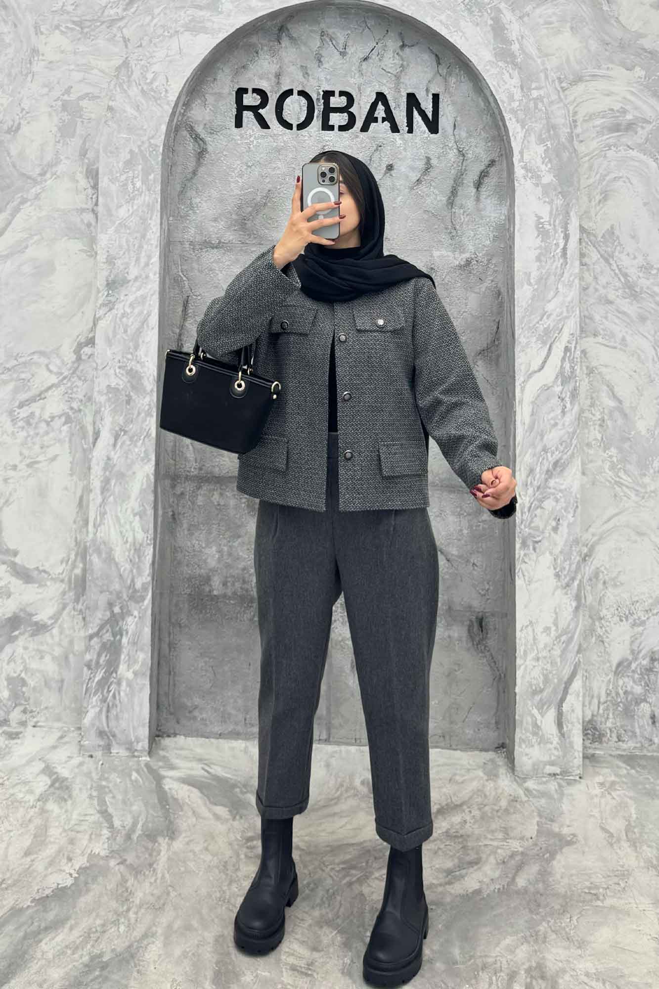 کت چهار جیب نما توییت پشمی آستردار