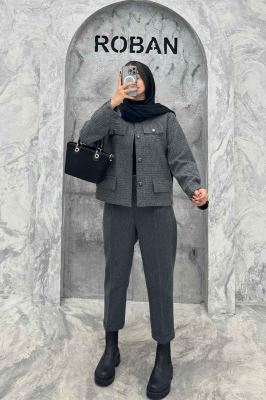 کت چهار جیب نما توییت پشمی آستردار