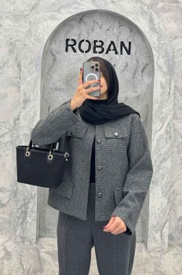 کت چهار جیب نما توییت پشمی آستردار