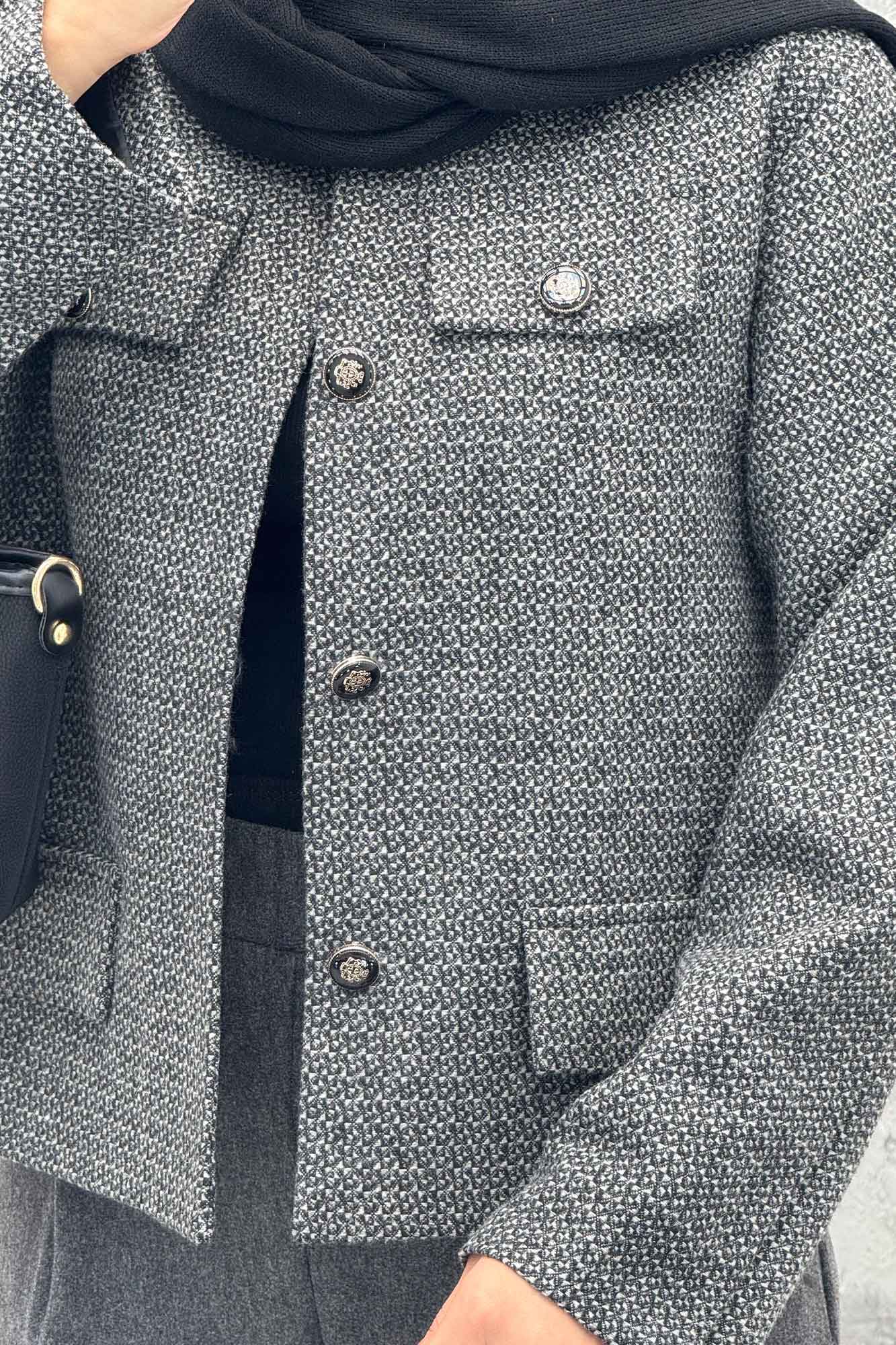 کت چهار جیب نما توییت پشمی آستردار