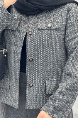 کت چهار جیب نما توییت پشمی آستردار