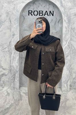 کت چهار جیب نما توییت پشمی آستردار