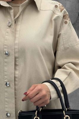 مانتو کتان پشت گلدوزی