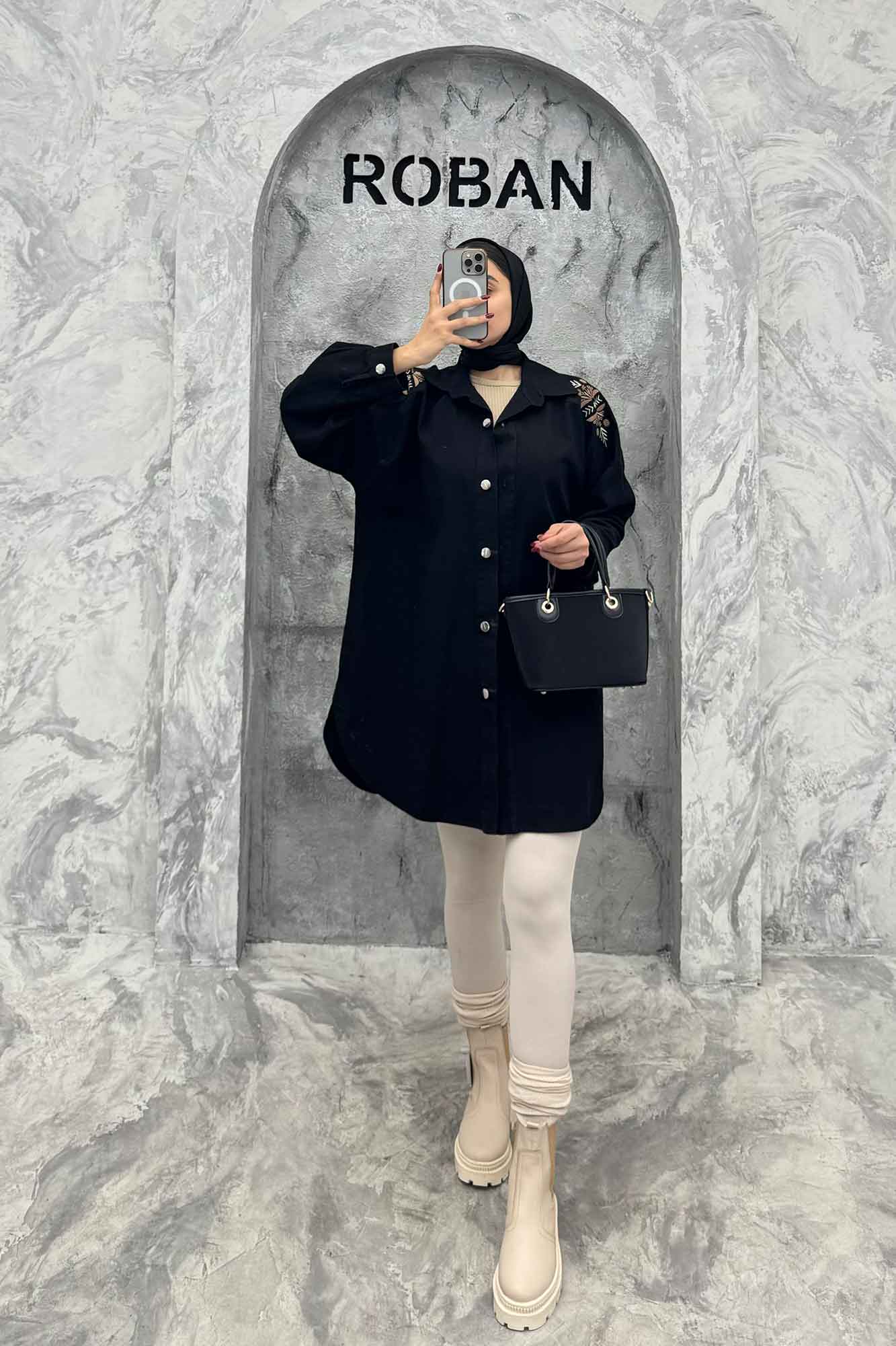 مانتو کتان پشت گلدوزی