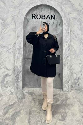 مانتو کتان پشت گلدوزی