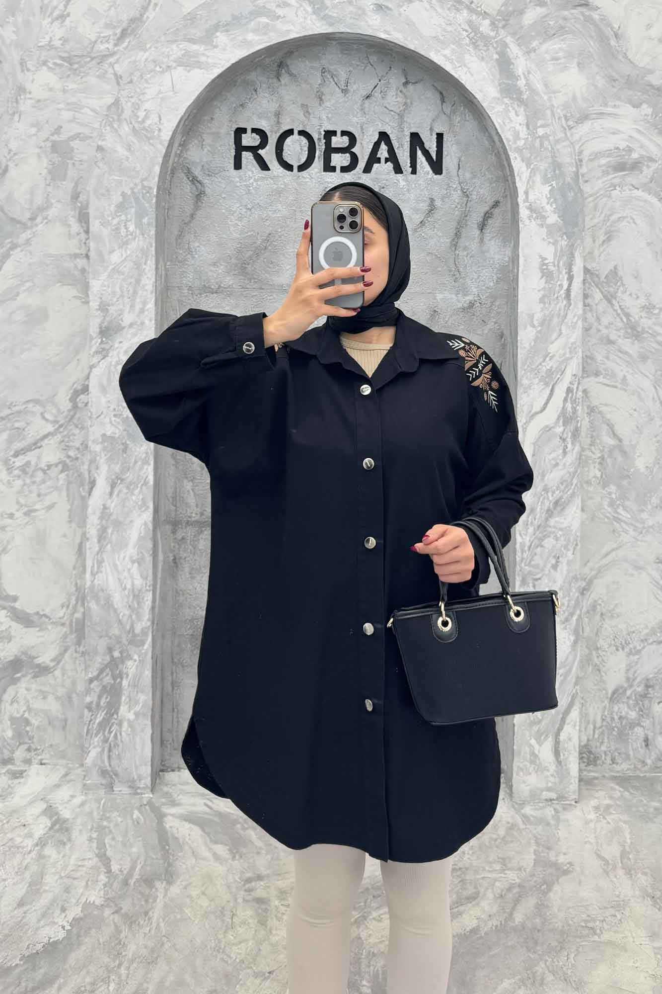 مانتو کتان پشت گلدوزی