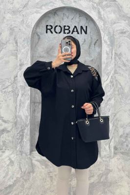 مانتو کتان پشت گلدوزی