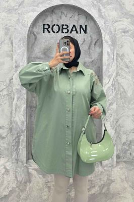 مانتو کتان پشت گلدوزی