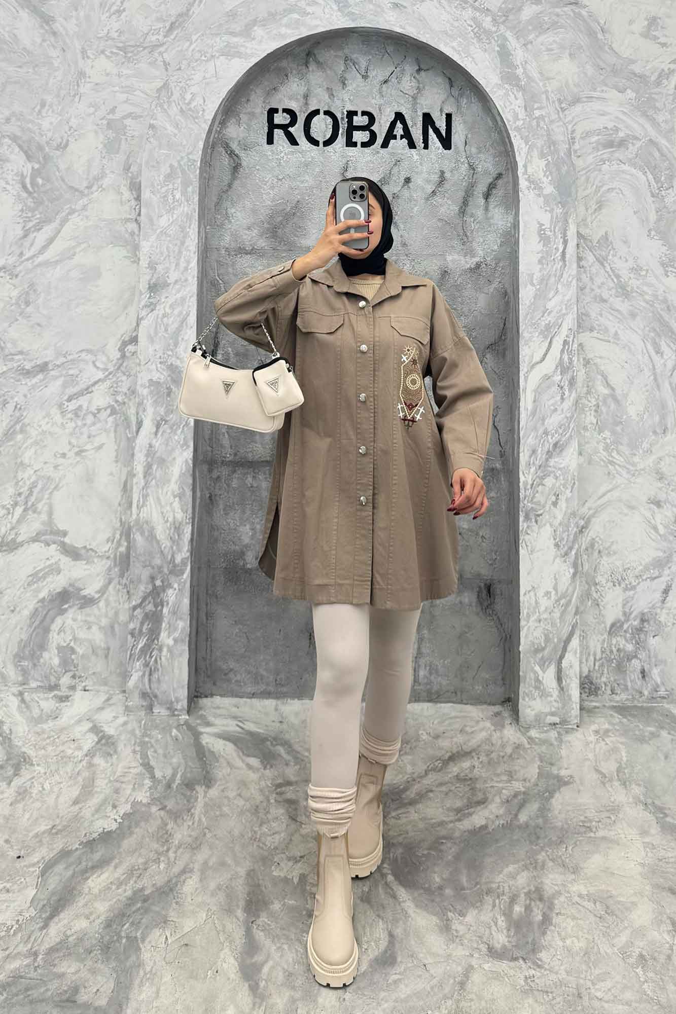 مانتو کتان طرح جیب گلدوزی