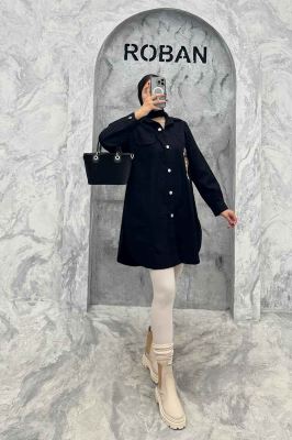 مانتو کتان طرح جیب گلدوزی