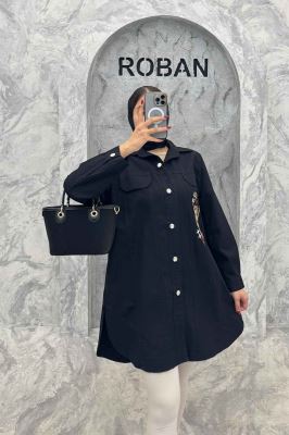 مانتو کتان طرح جیب گلدوزی