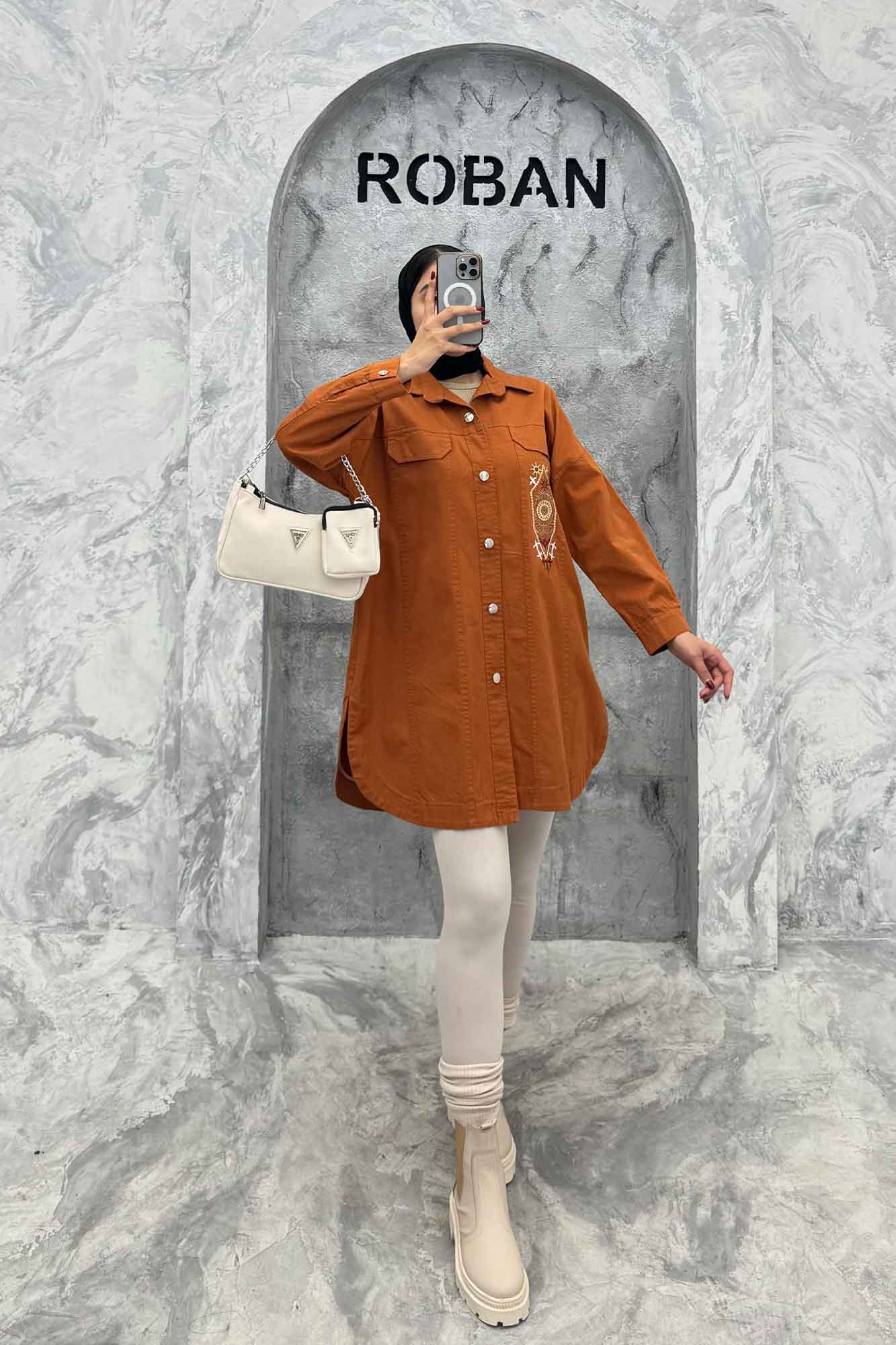 مانتو کتان طرح جیب گلدوزی