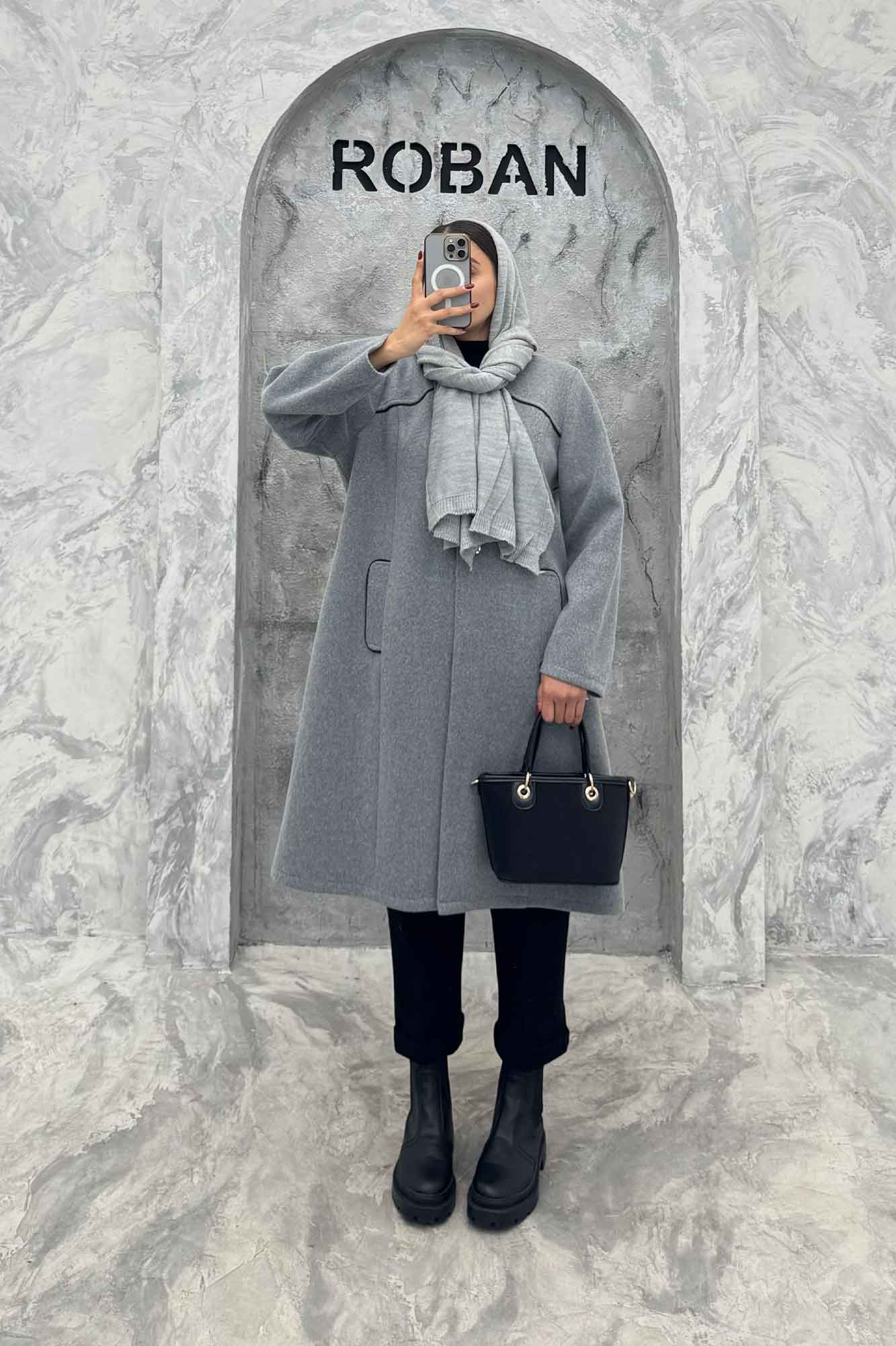 پالتو روناک دکمه مربعی معزی دوزی