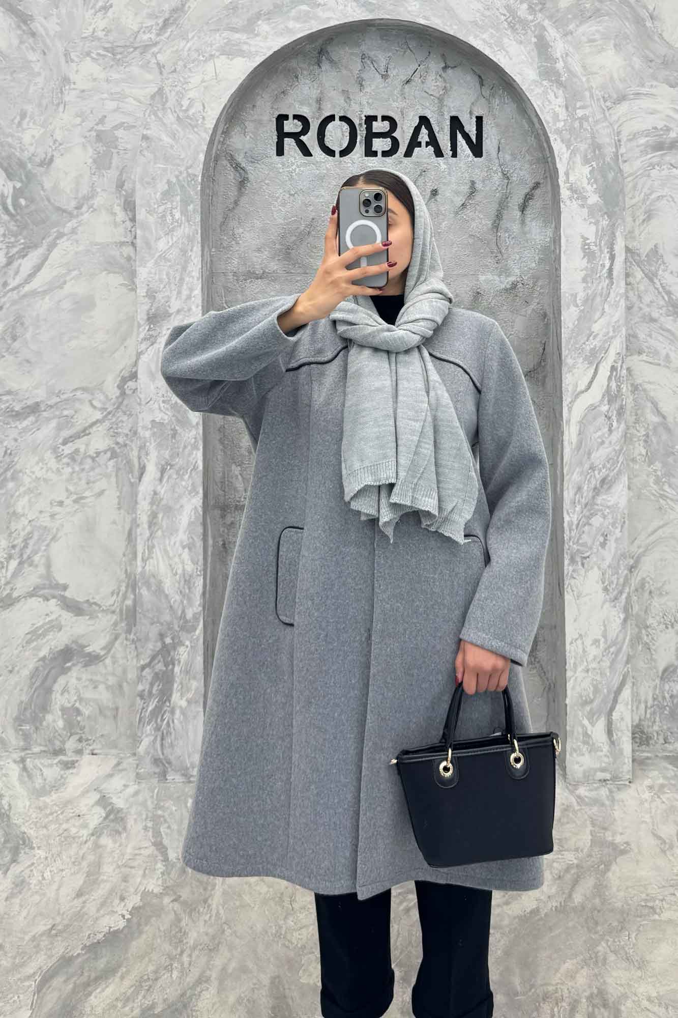 پالتو روناک دکمه مربعی معزی دوزی