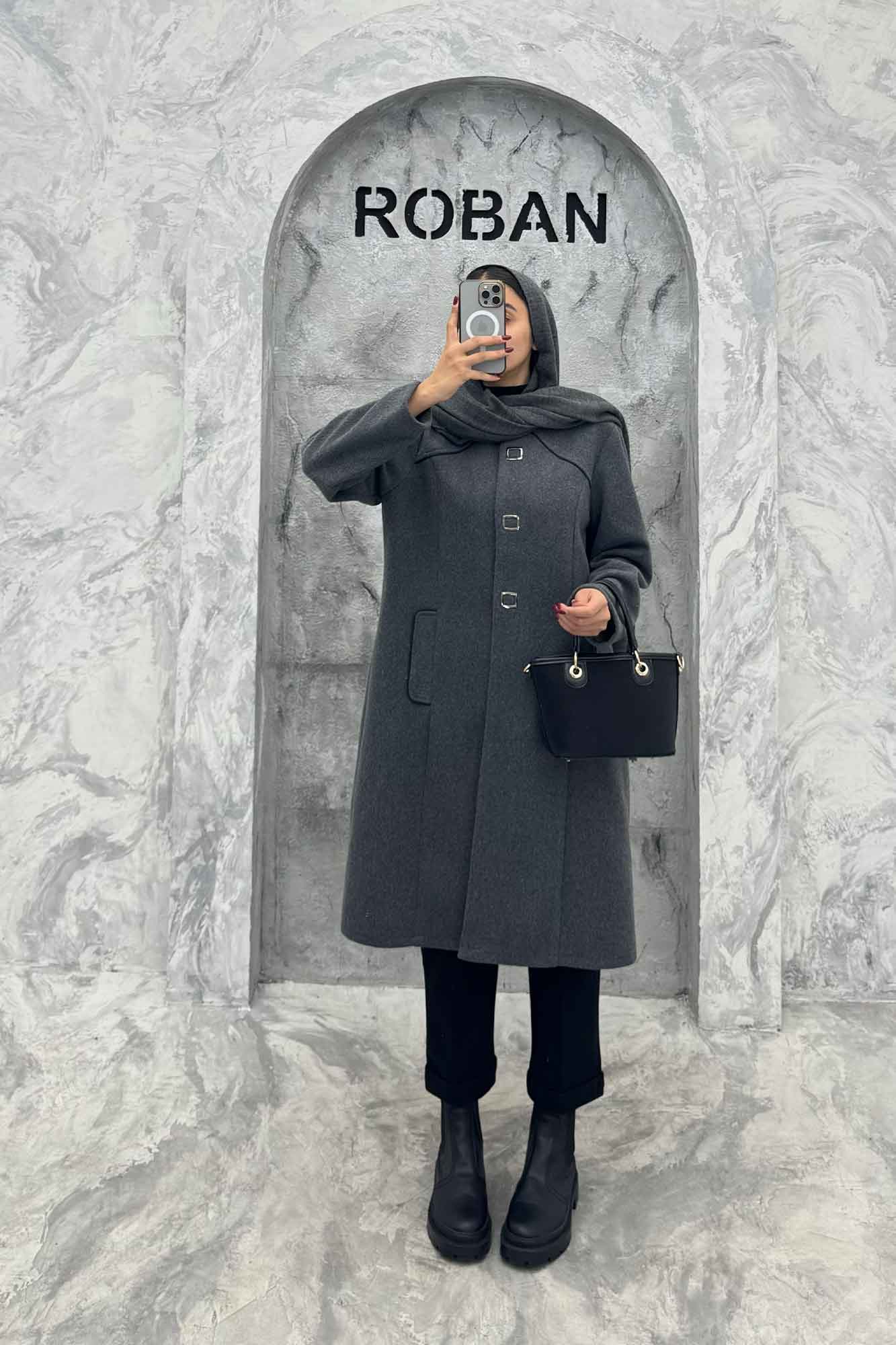 پالتو روناک دکمه مربعی معزی دوزی