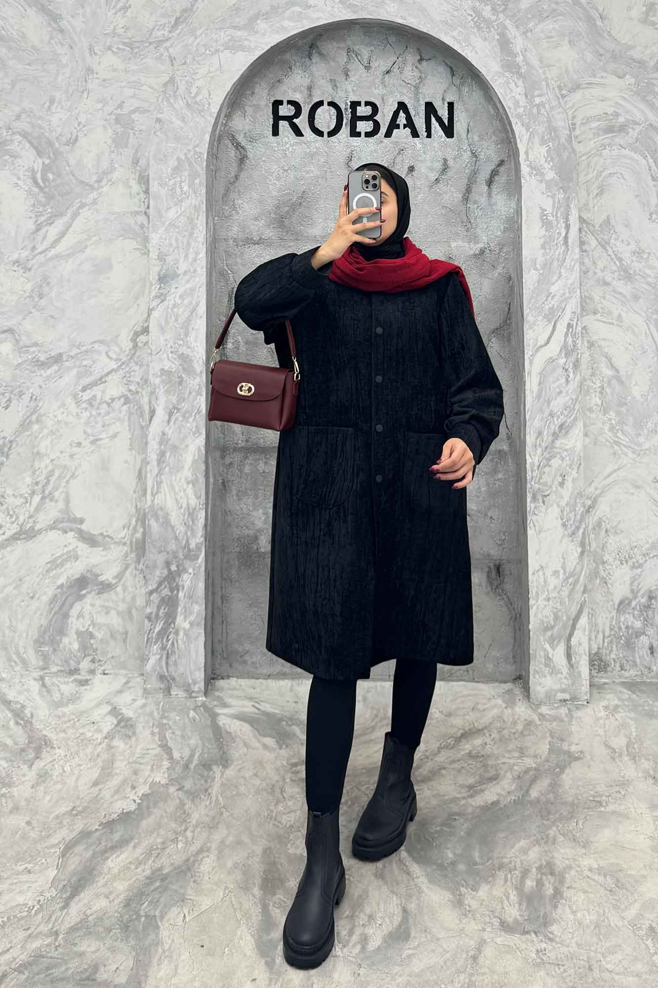 پالتو مخمل دو جیب رو دکمه زاماک