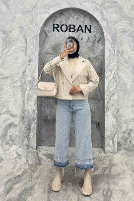 کت طرح جیب آستین سگک کتان زارا