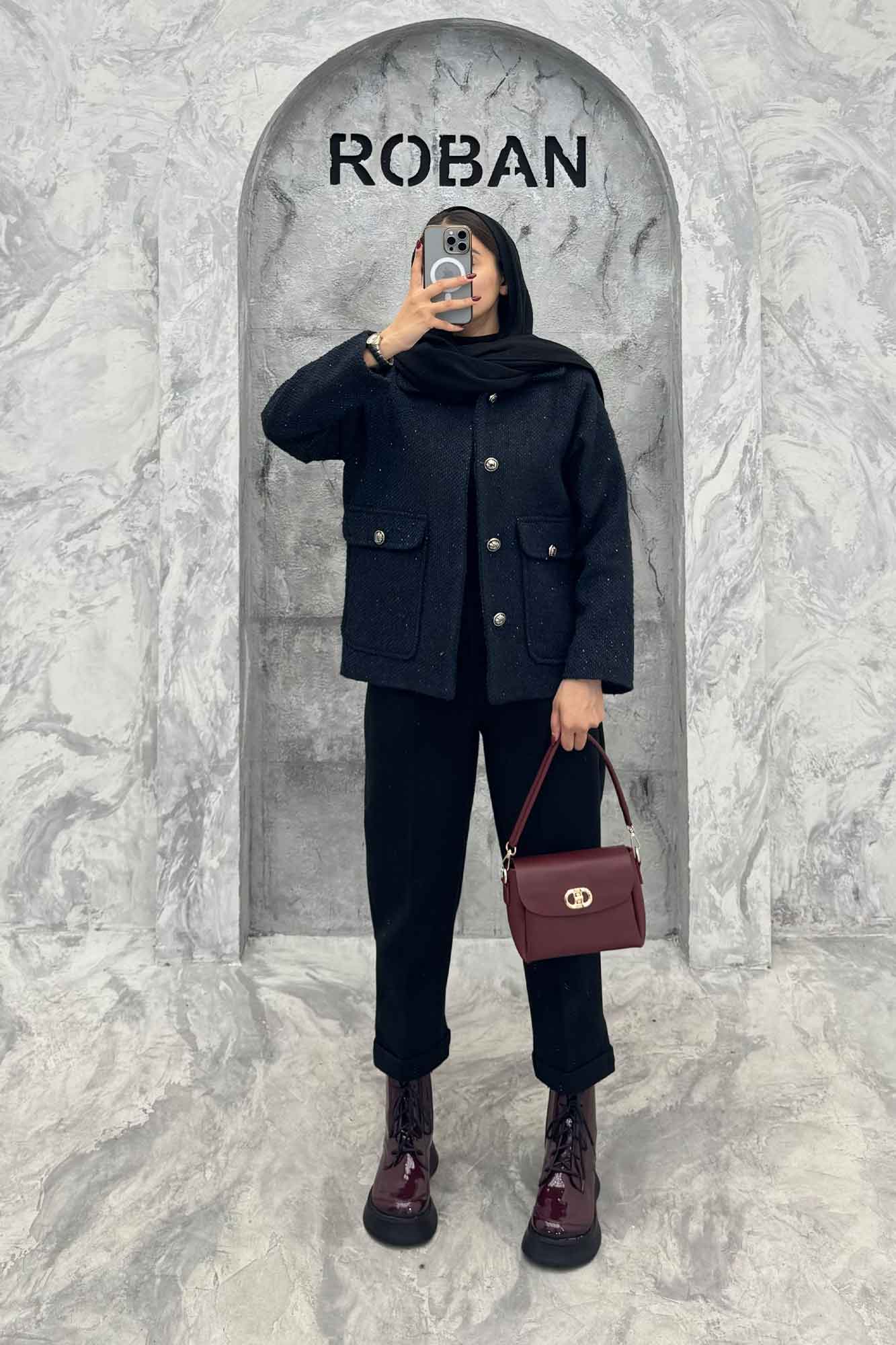 کت دو جیب پاکتی آستردار توییت پشمی