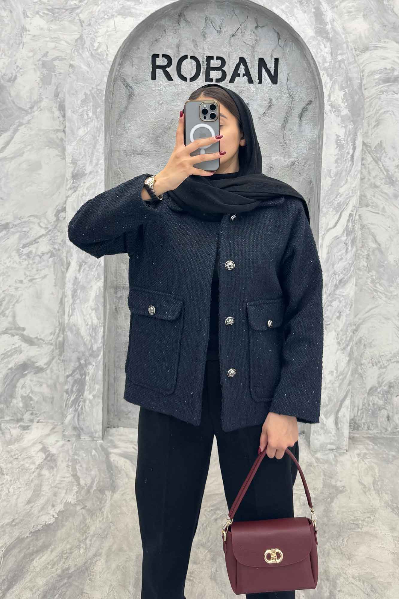 کت دو جیب پاکتی آستردار توییت پشمی