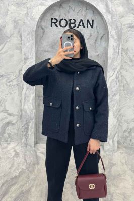 کت دو جیب پاکتی آستردار توییت پشمی