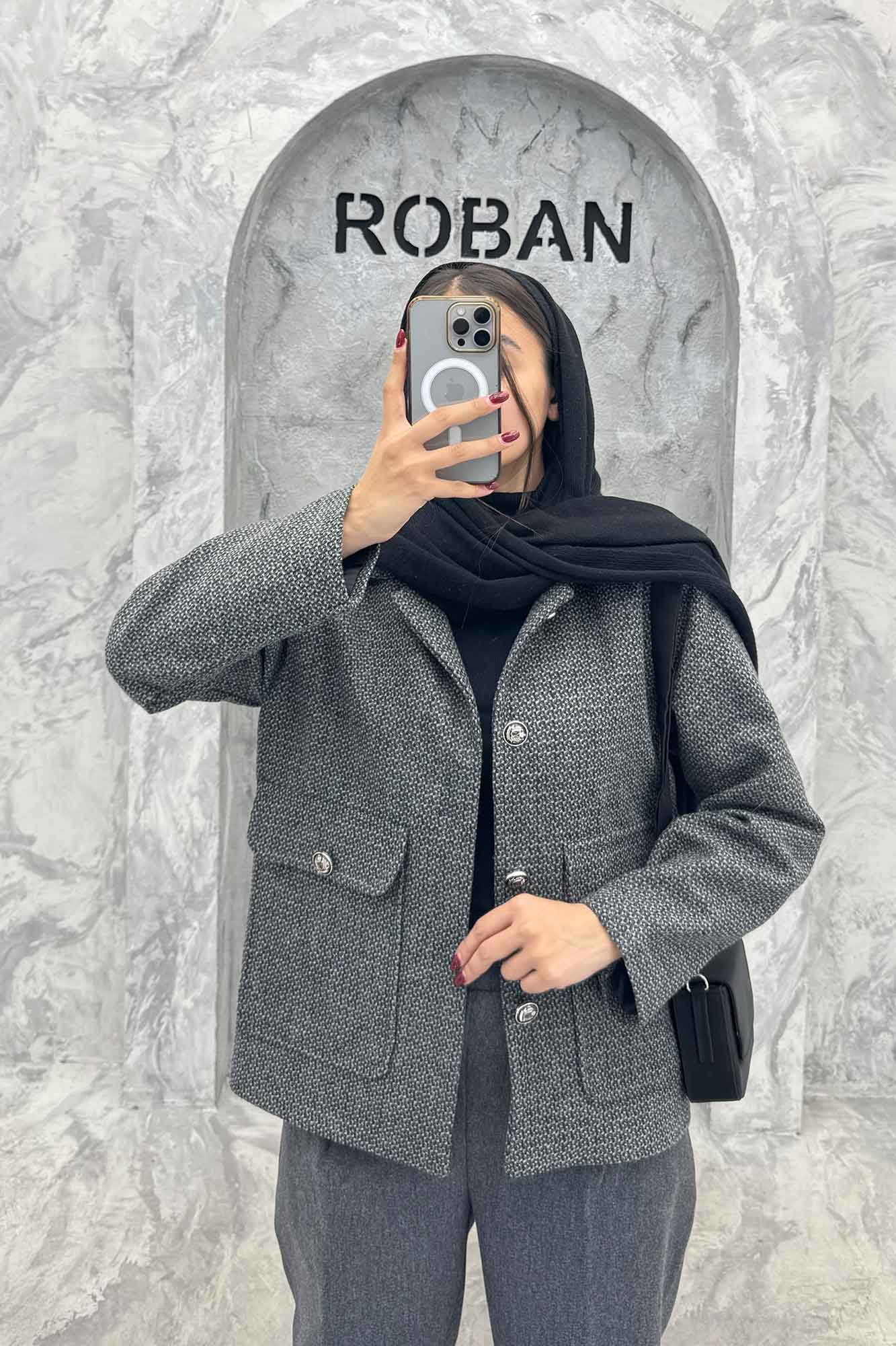 کت دو جیب پاکتی آستردار توییت پشمی