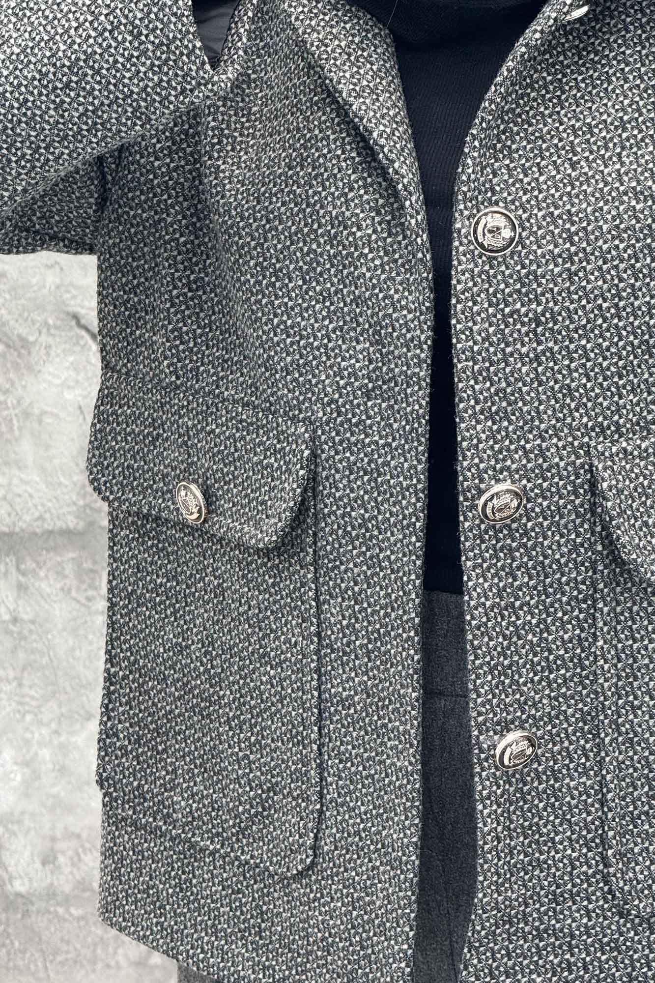 کت دو جیب پاکتی آستردار توییت پشمی