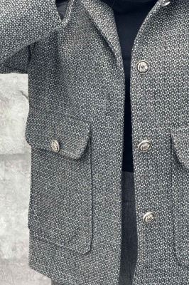 کت دو جیب پاکتی آستردار توییت پشمی