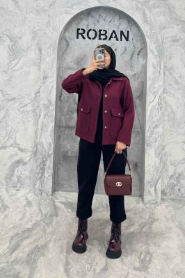 کت دو جیب پاکتی آستردار توییت پشمی