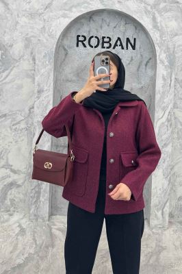 کت دو جیب پاکتی آستردار توییت پشمی