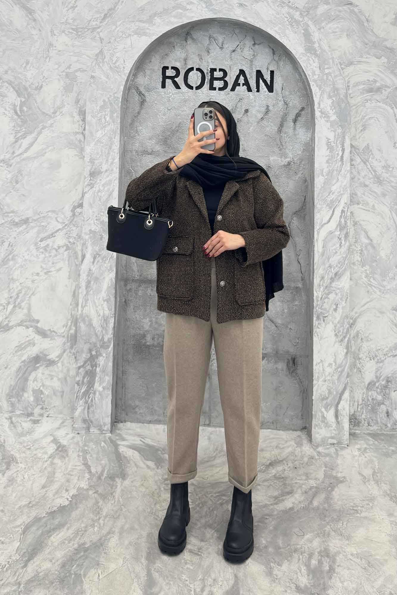 کت دو جیب پاکتی آستردار توییت پشمی