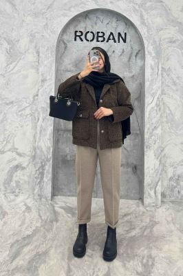 کت دو جیب پاکتی آستردار توییت پشمی