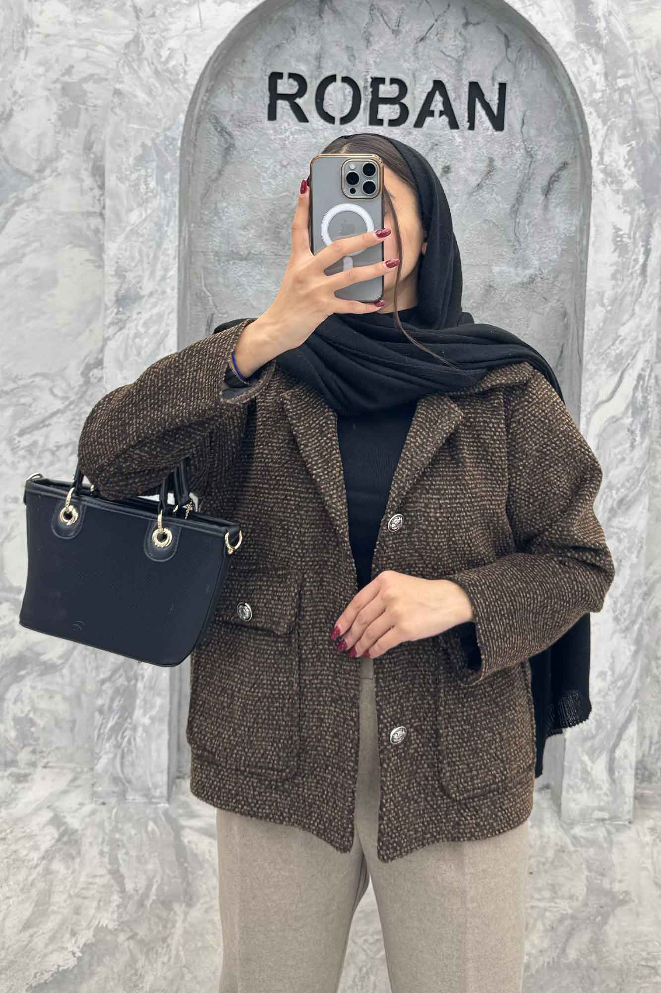 کت دو جیب پاکتی آستردار توییت پشمی