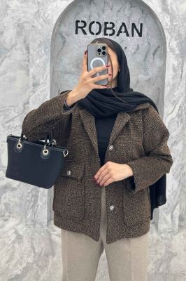 کت دو جیب پاکتی آستردار توییت پشمی