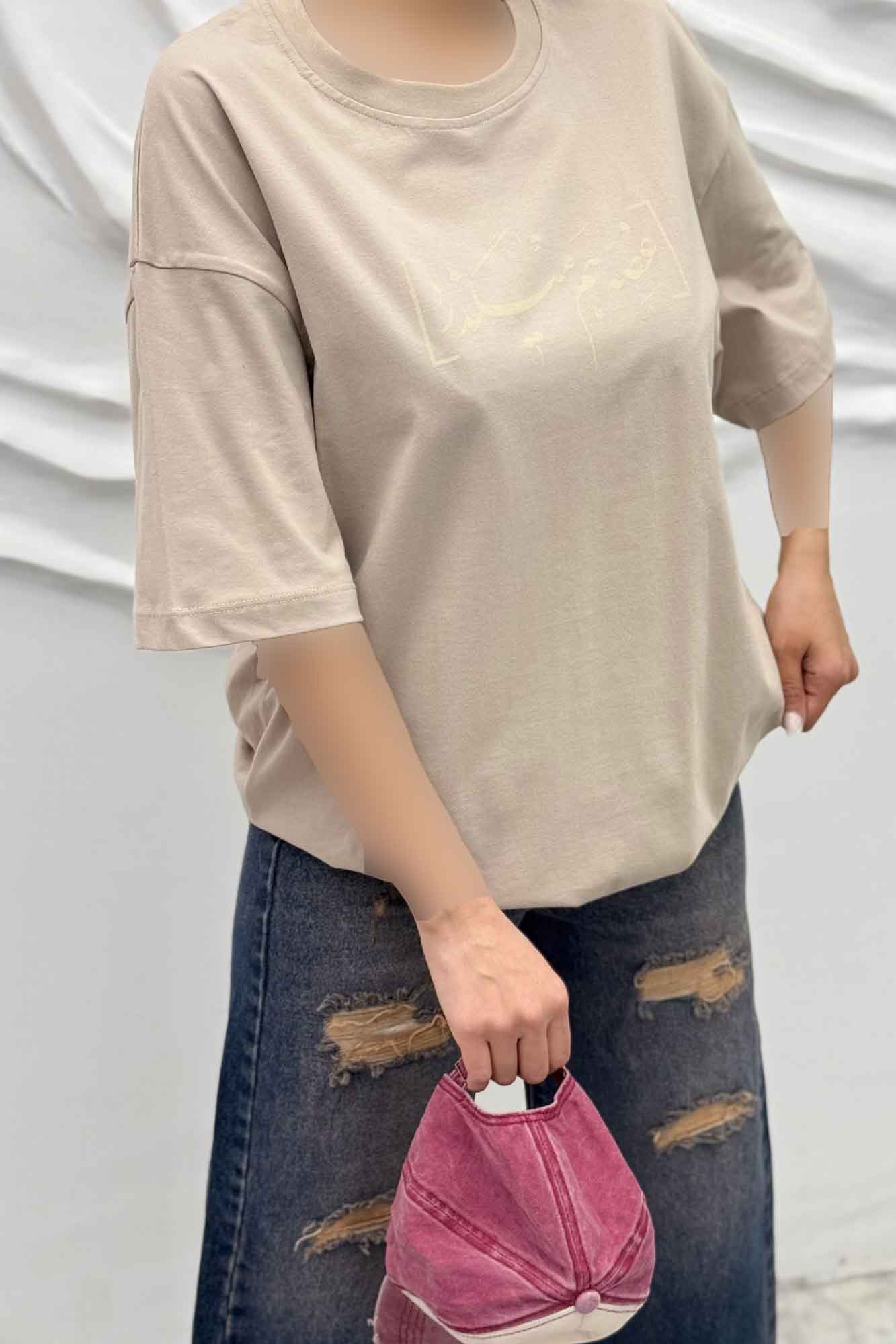 تیشرت یقه گرد چاپی طرح غصه هم میگذرد