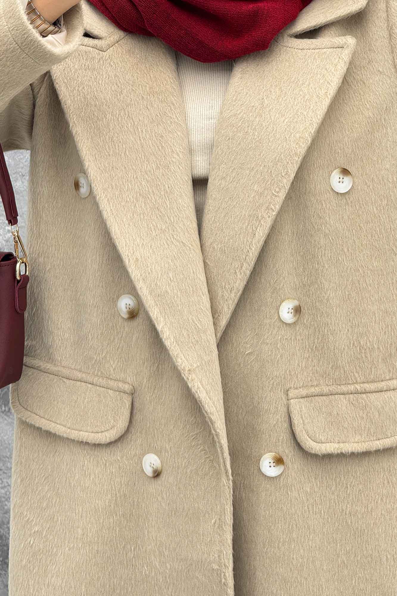 پالتو بلند موهر ترک یقه انگلیسی OXFORD