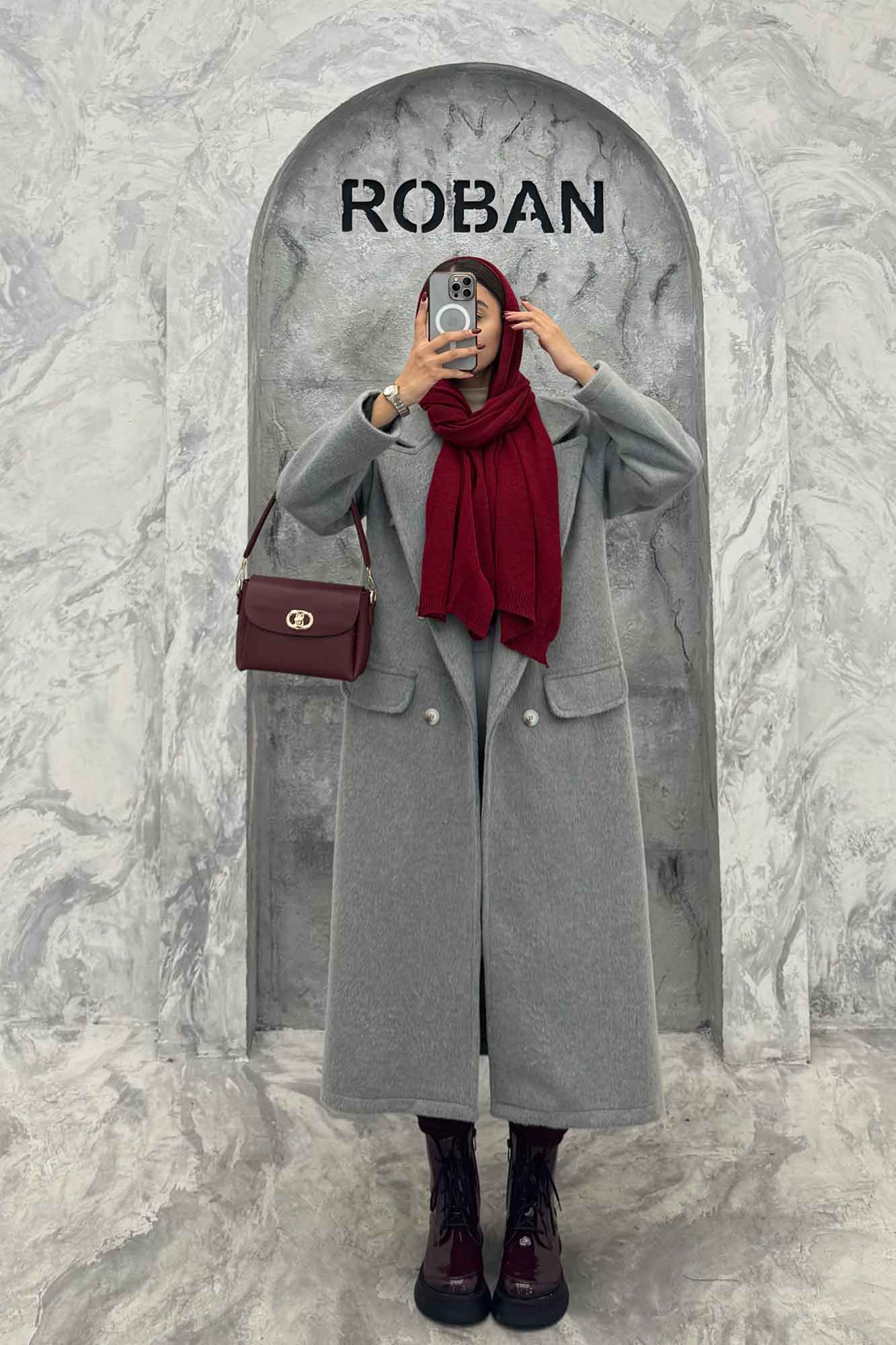 پالتو بلند موهر ترک یقه انگلیسی OXFORD