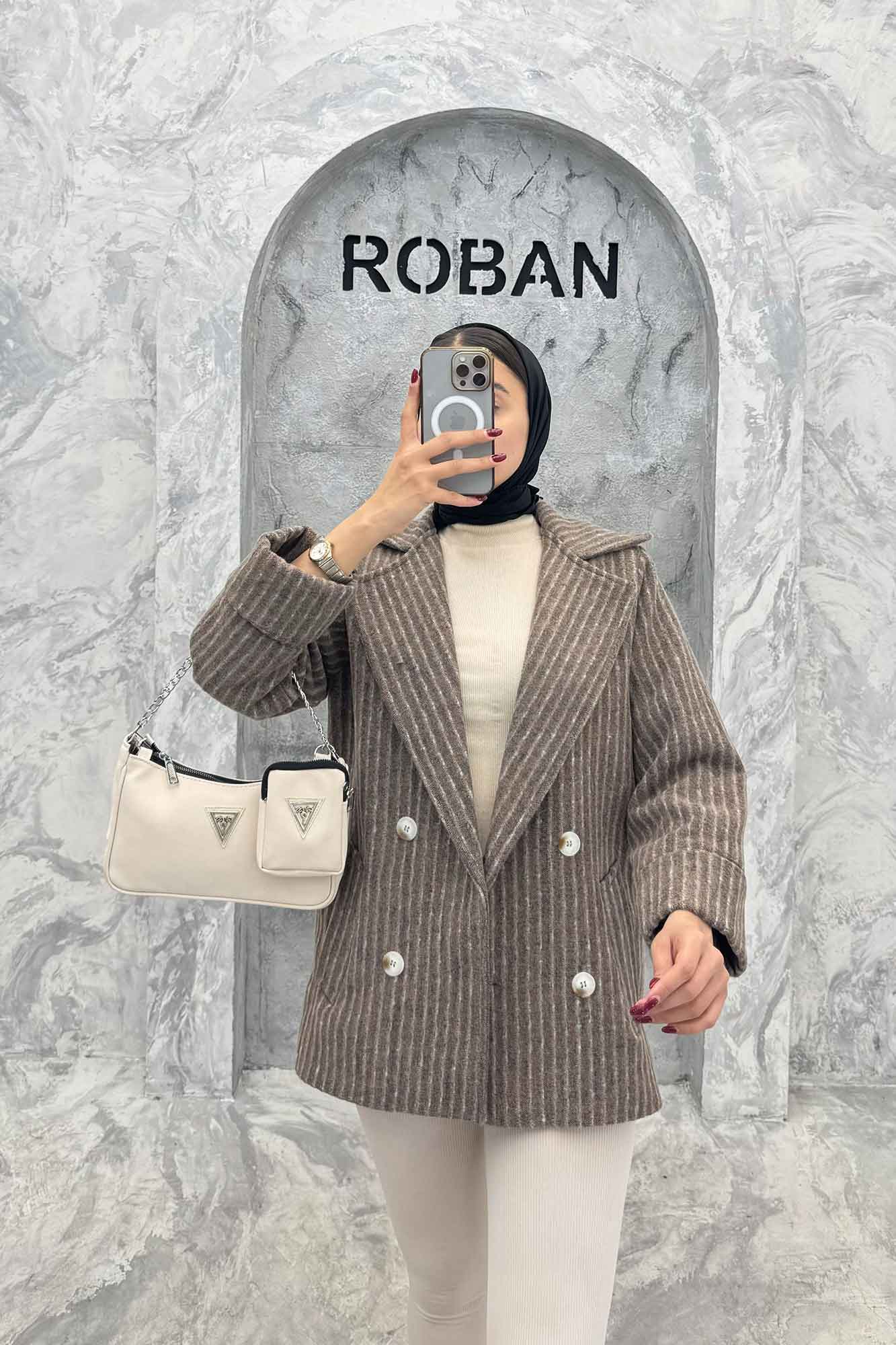 پالتو توییت پشمی آستردار مچ برگردان