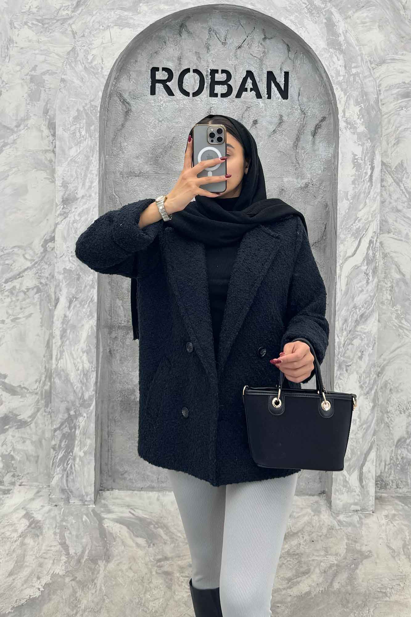 پالتو توییت پشمی آستردار مچ برگردان