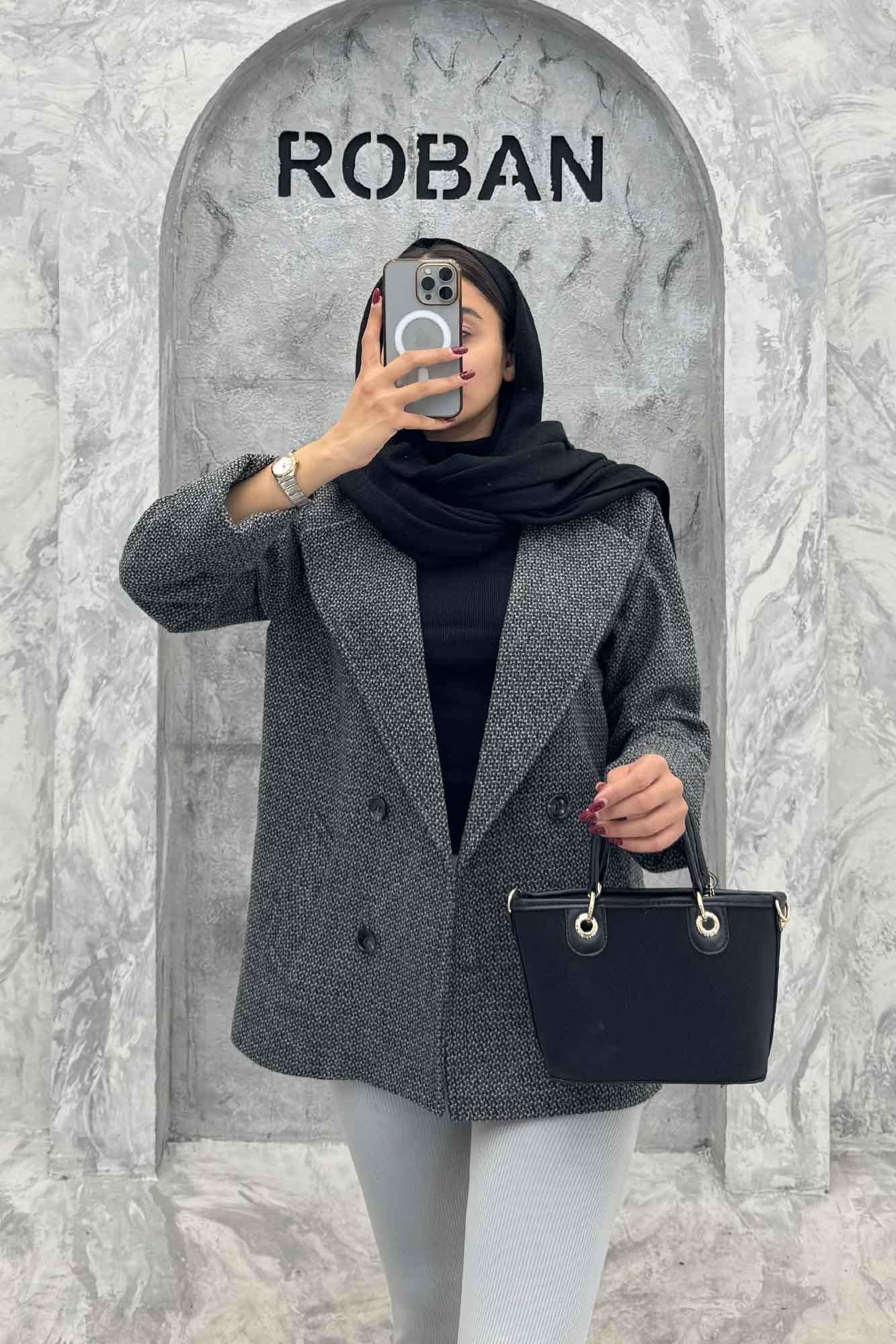 پالتو توییت پشمی آستردار مچ برگردان