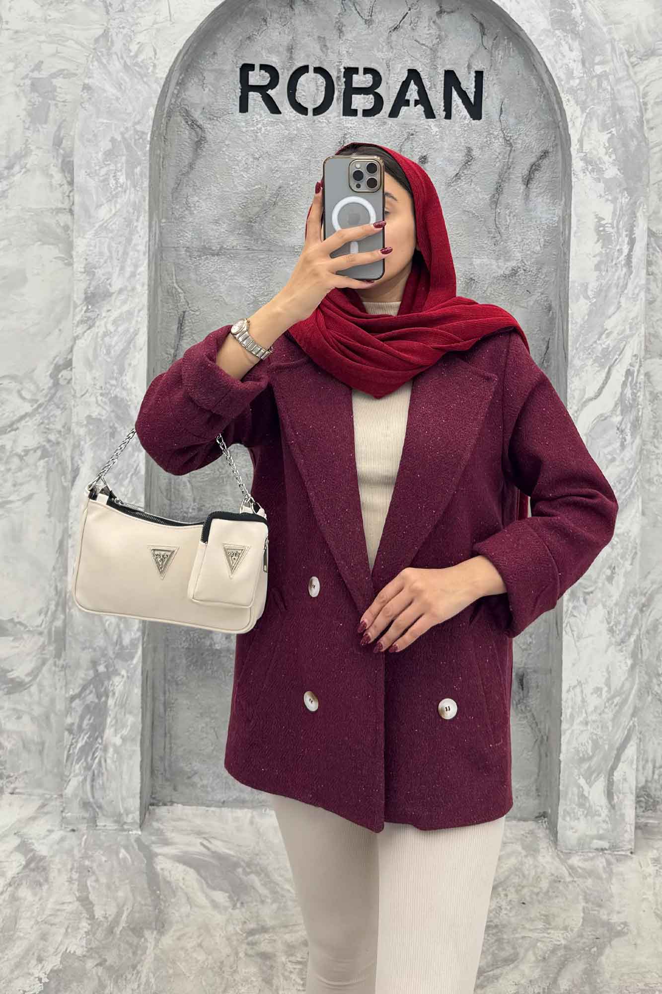 پالتو توییت پشمی آستردار مچ برگردان