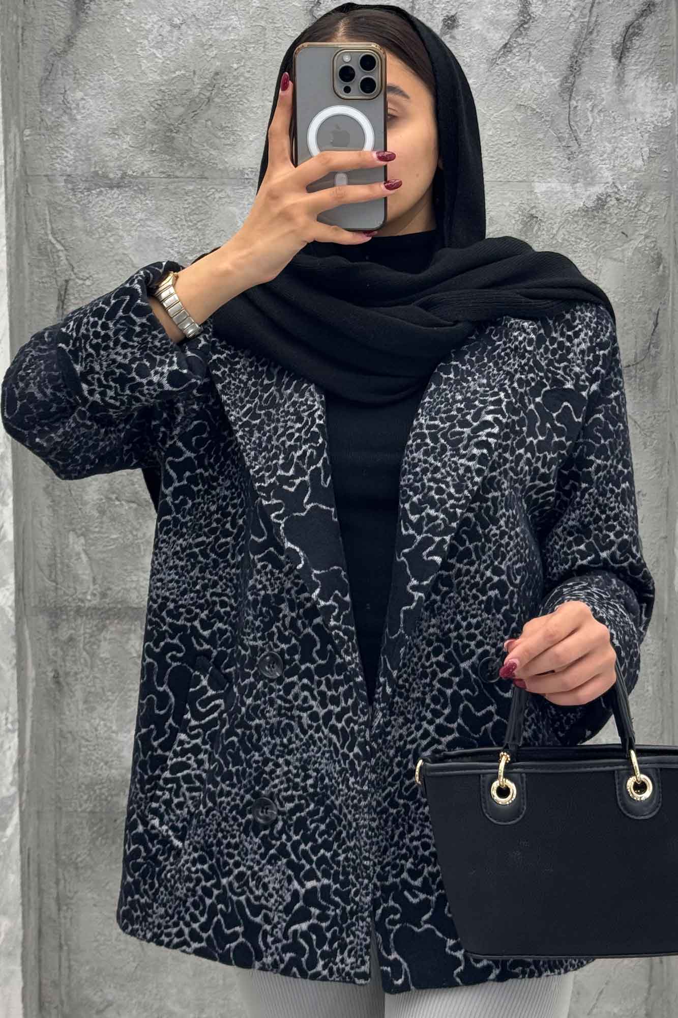 پالتو توییت پشمی آستردار مچ برگردان