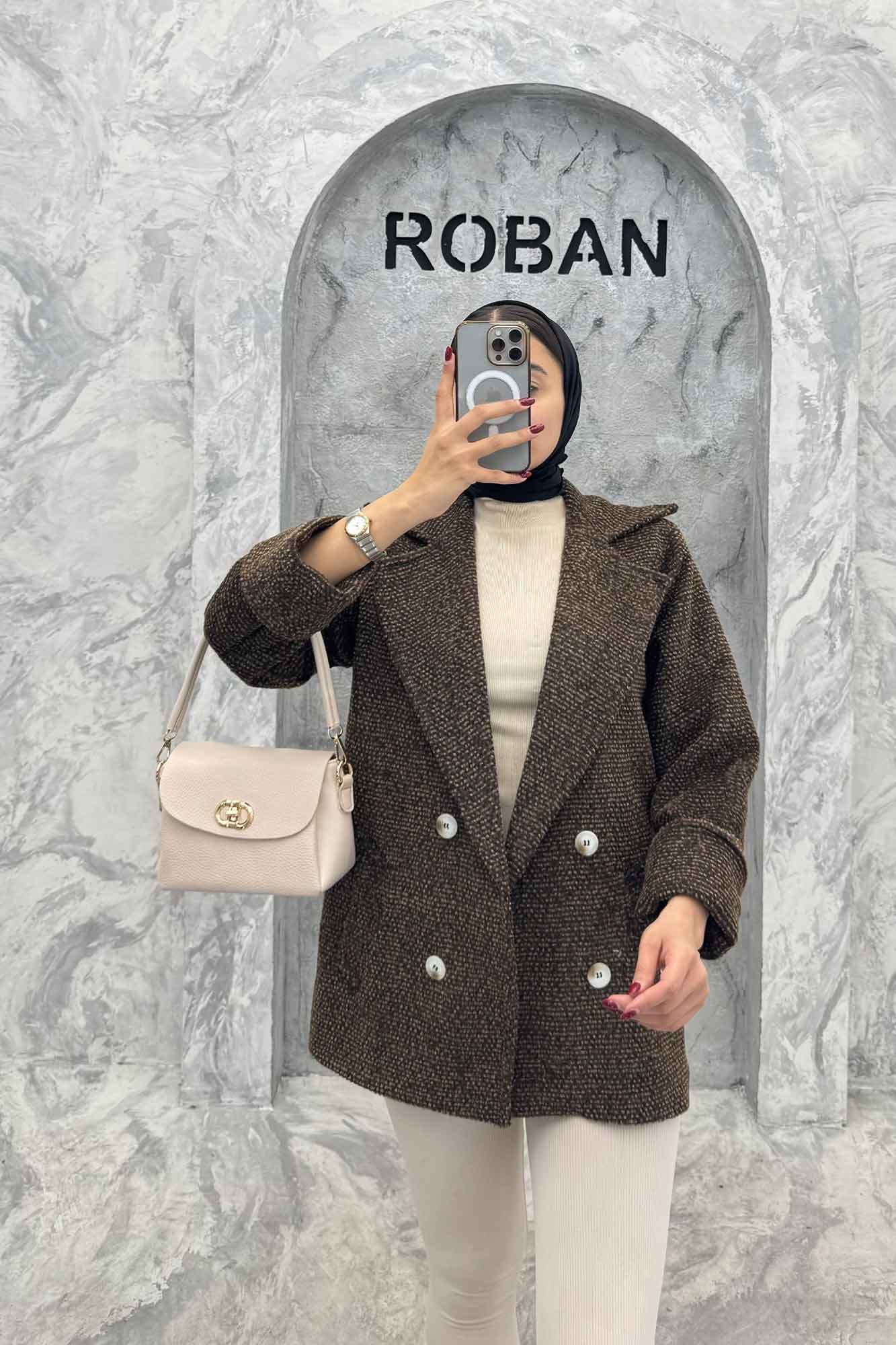 پالتو توییت پشمی آستردار مچ برگردان