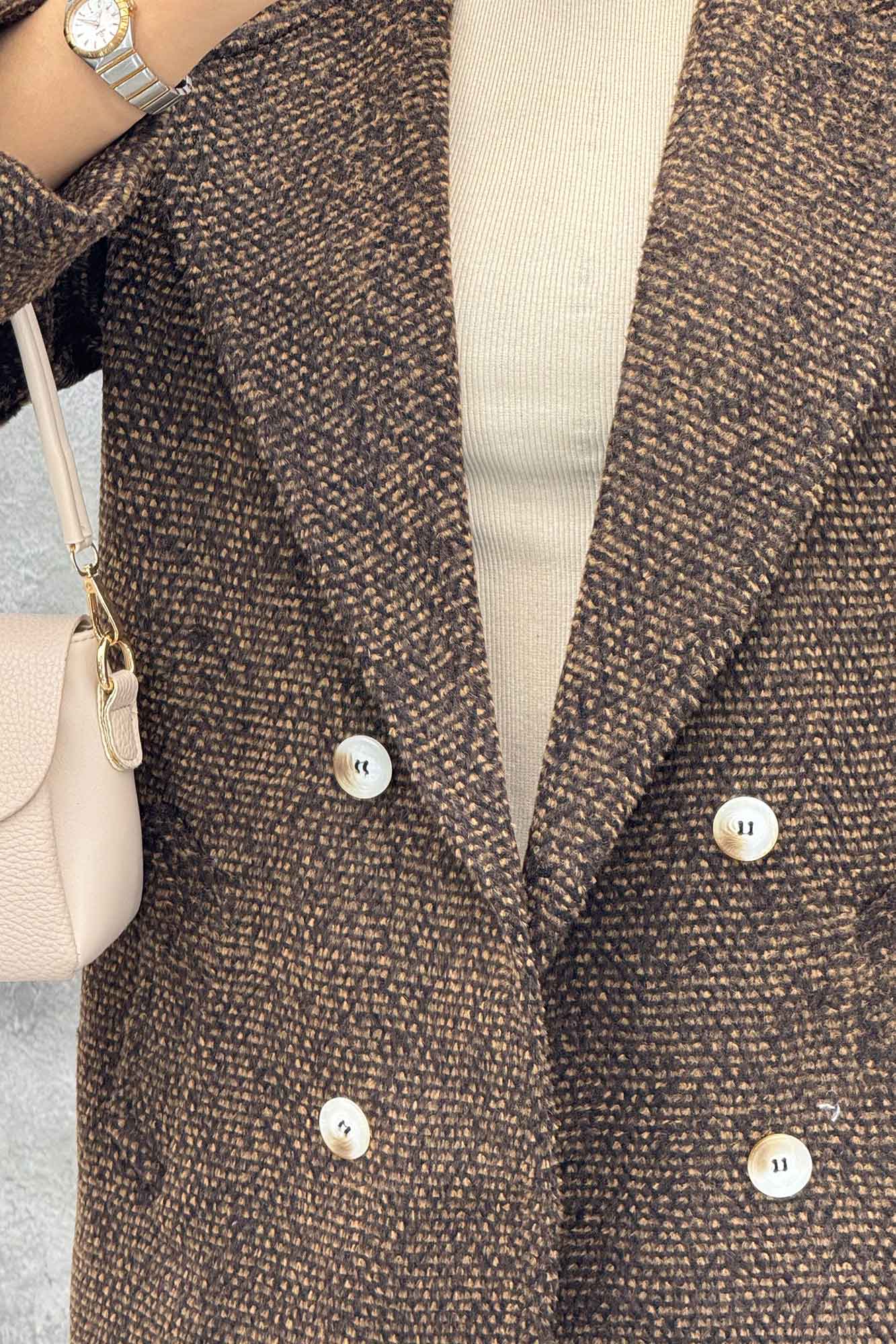 پالتو توییت پشمی آستردار مچ برگردان