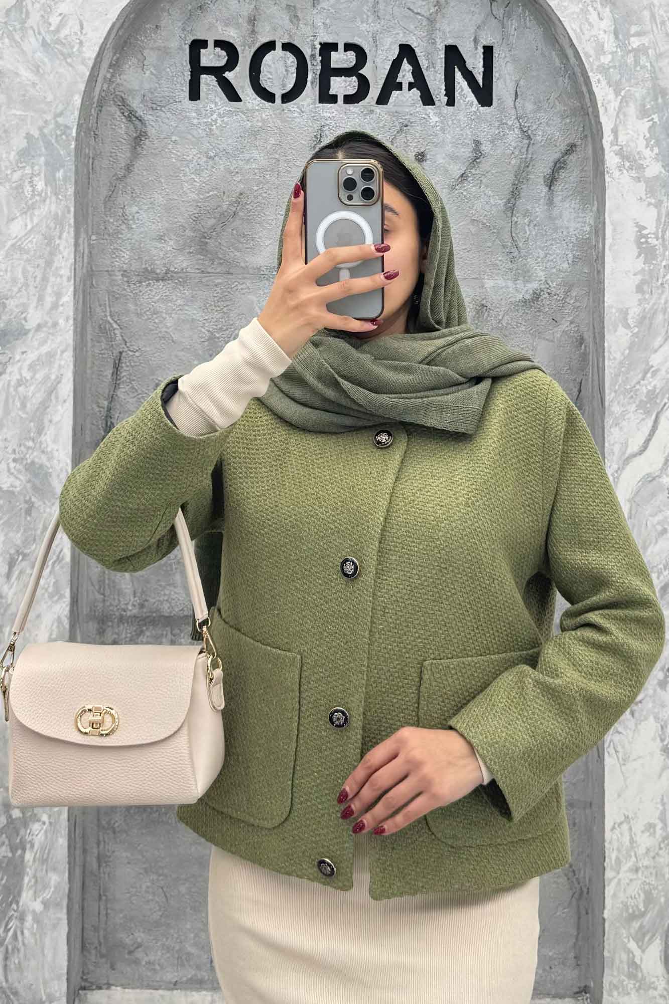 کت توییت پشمی یقه گرد NELA