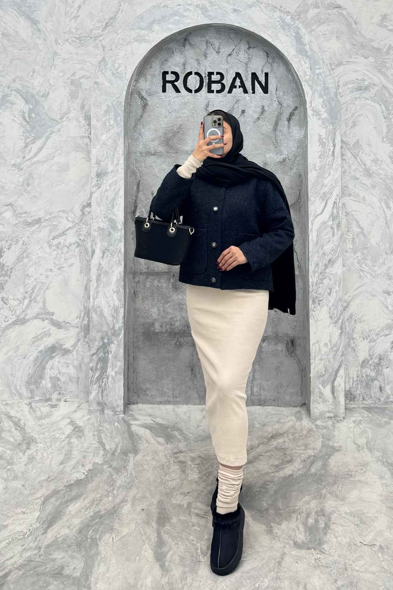 کت توییت پشمی یقه گرد NELA