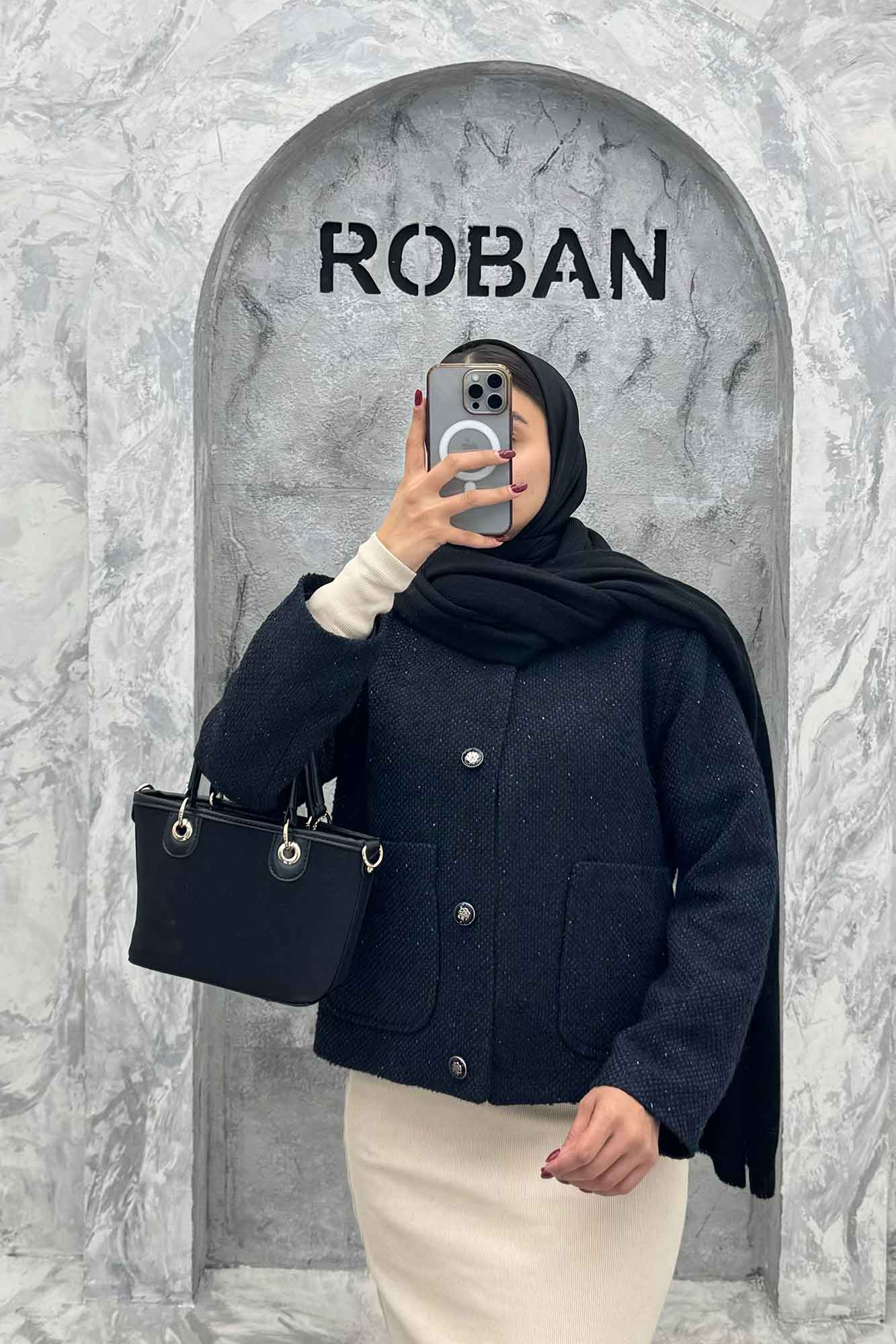 کت توییت پشمی یقه گرد NELA